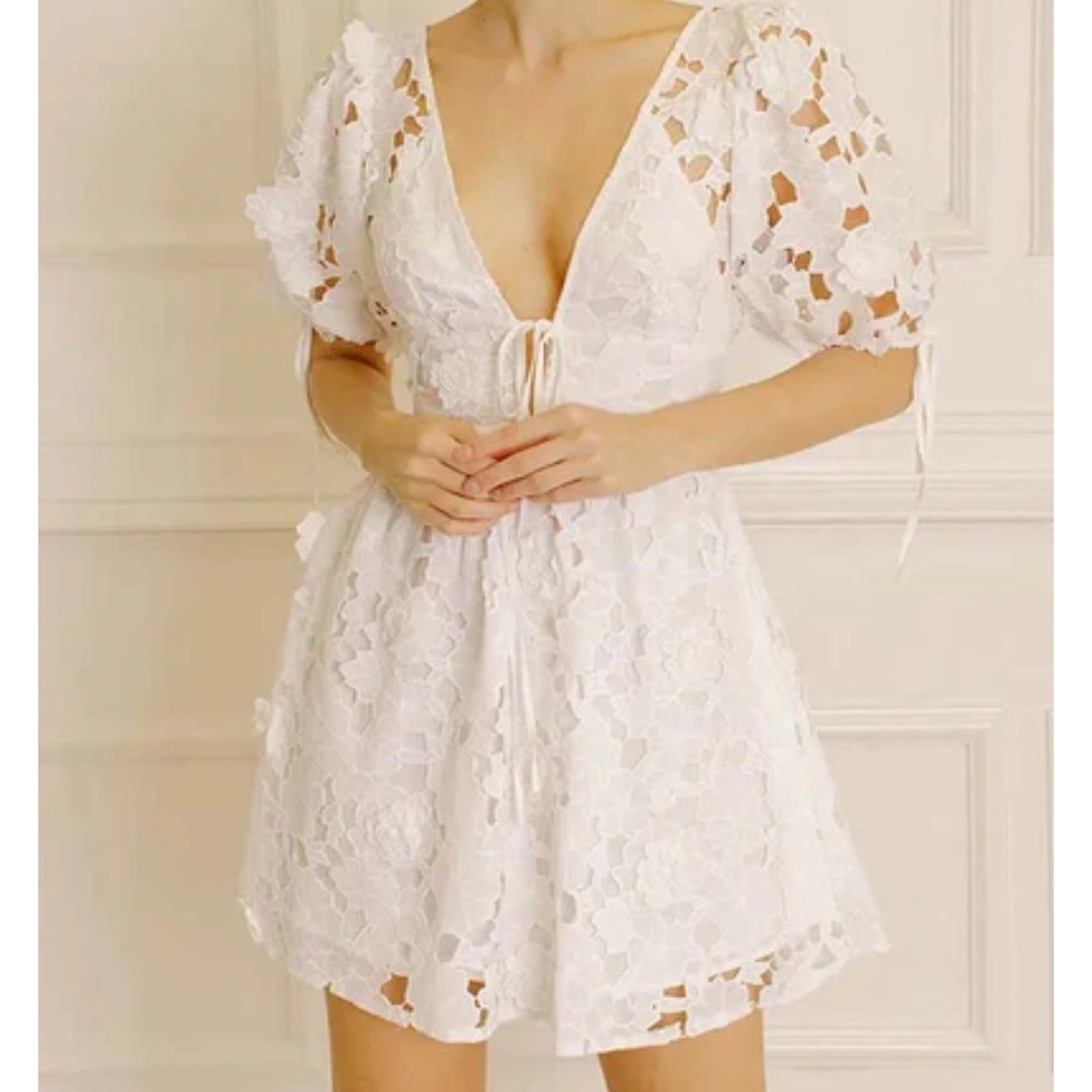 Storia Eyelet Bridal Mini White Dress